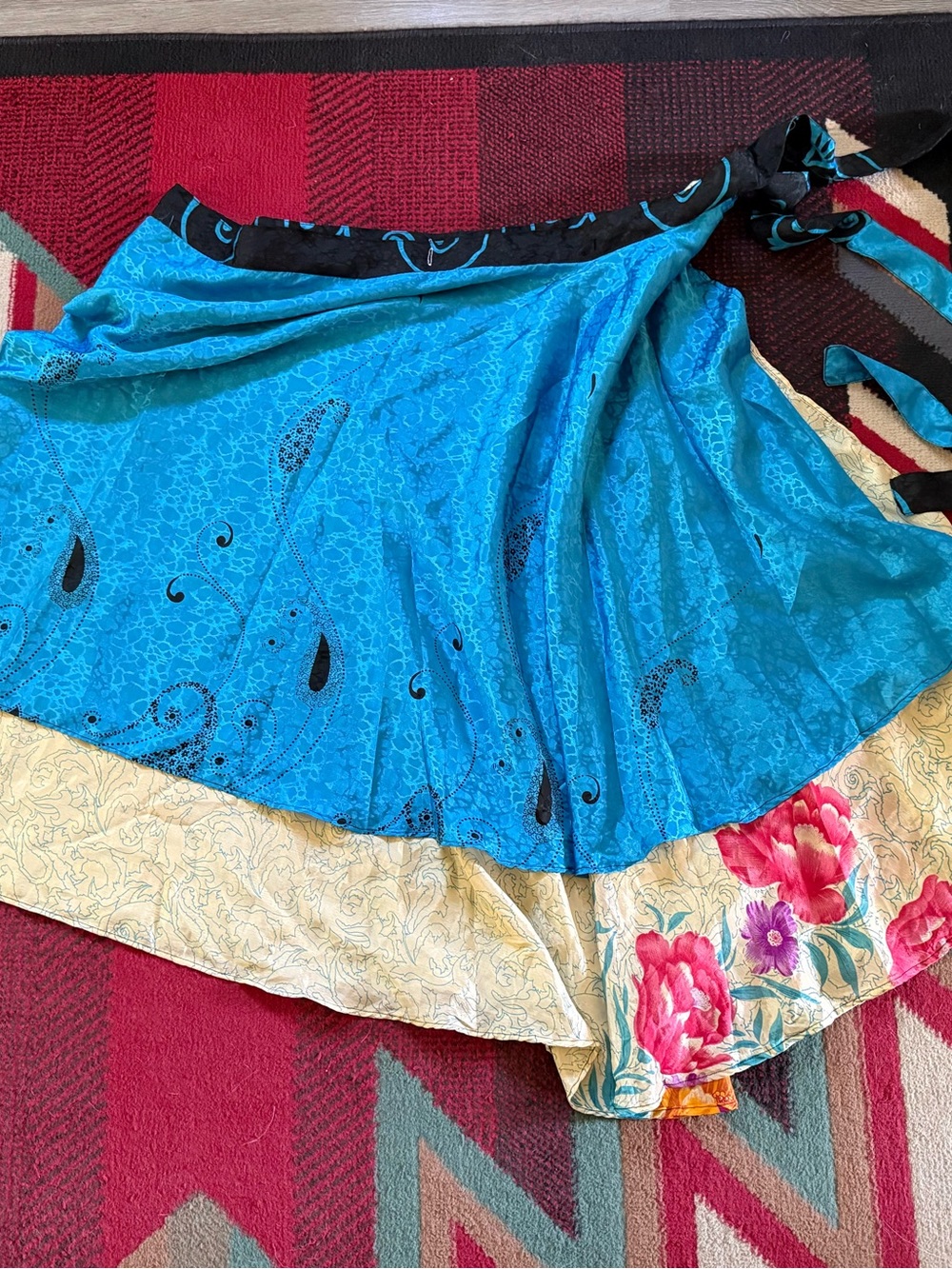 Floral & Paisley Wrap Skirt Dress